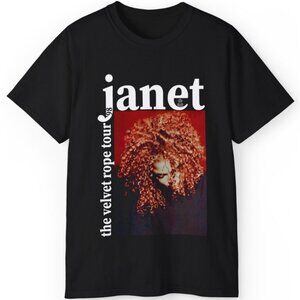Janet Jackson 1998 Velvet Rope Tour Music Vintage Style 2 Sided Fan T-Shirt  92